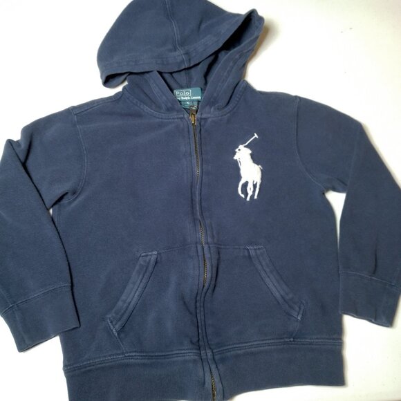 Polo Ralph Lauren Other - Polo Ralph Lauren Sweatshirt Kids Youth 5 Navy Blue Big Pony Hoodie Full Zip